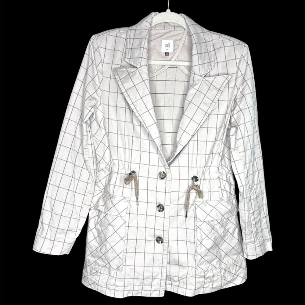 CAbi White Windowpane Utility Jacket